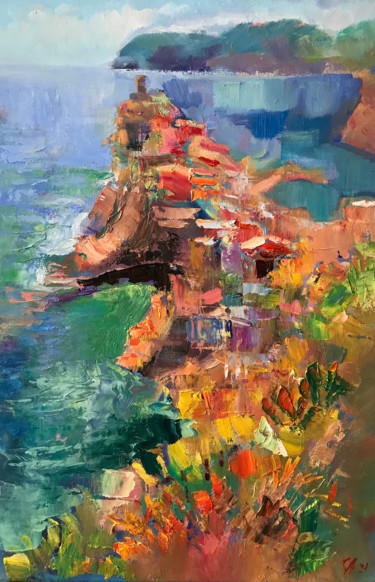 Peinture intitulée "Cinque Terre - Ital…" par Katharina Valeeva, Œuvre d'art originale, Huile