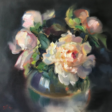 Картина под названием "Blumenstrauß aus Pf…" - Katharina Valeeva, Подлинное произведение искусства, Масло