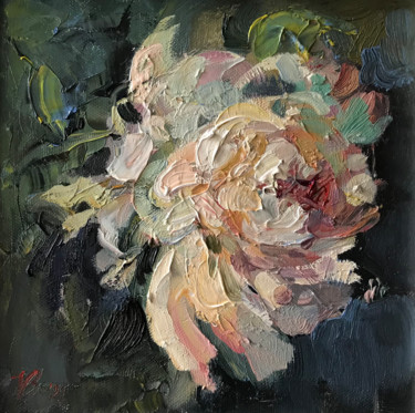 Painting titled "Peony flower sketch…" by Katharina Valeeva, Original Artwork, Oil
