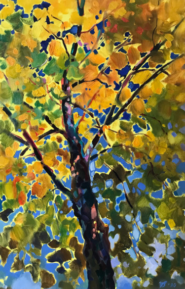 Malerei mit dem Titel "Sonnenbaum" von Katharina Valeeva, Original-Kunstwerk, Öl