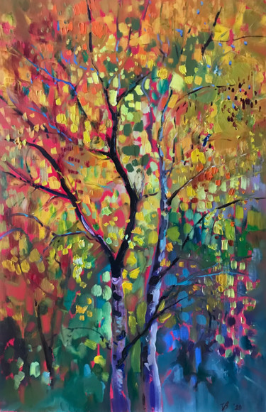 Malerei mit dem Titel "Autumn Forest" von Katharina Valeeva, Original-Kunstwerk, Öl