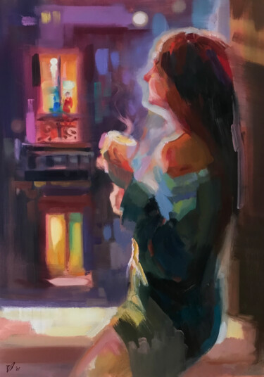 Malerei mit dem Titel "Ein warmer Abend" von Katharina Valeeva, Original-Kunstwerk, Öl