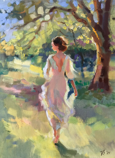 Painting titled "Sommertag-Mädchen i…" by Katharina Valeeva, Original Artwork, Oil