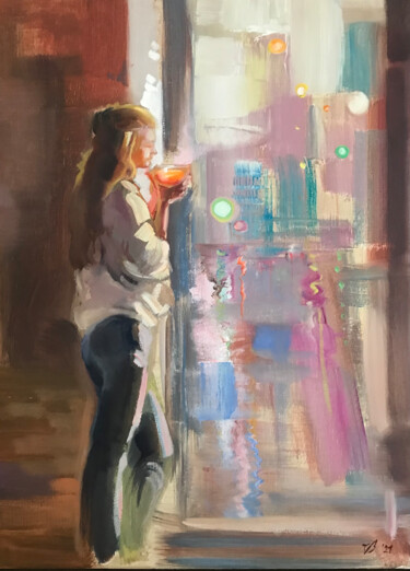 Malerei mit dem Titel "Mädchen am Fenster" von Katharina Valeeva, Original-Kunstwerk, Öl