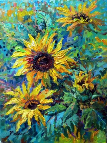 Painting titled "Sonnenblümchen" by Katharina Valeeva, Original Artwork, Oil