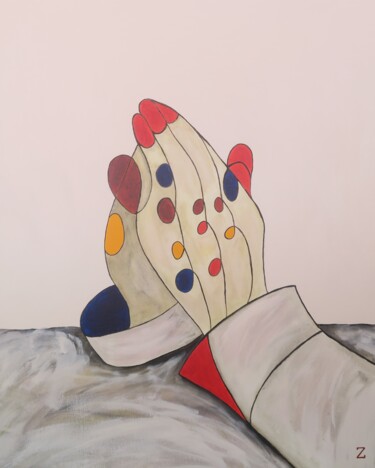Painting titled "praying hands" by Dr. Katharina Zlöbl, Original Artwork, Acrylic Mounted on Wood Stretcher frame