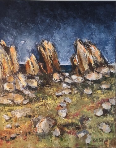 Pintura intitulada "Les grandes pierres" por Katherine Jacop-Pouliquen, Obras de arte originais, Acrílico