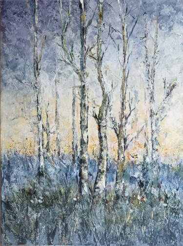 Peinture intitulée "Les 3 bouleaux n°1" par Katherine Jacop-Pouliquen, Œuvre d'art originale, Acrylique