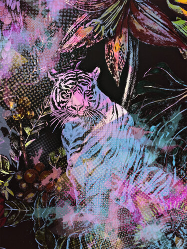 Digitale Kunst mit dem Titel "tiger" von Katherine Lee, Original-Kunstwerk, 2D digitale Arbeit