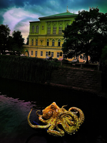 Arte digitale intitolato "octopus on the river" da Katherine Lee, Opera d'arte originale, Lavoro digitale 2D