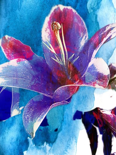 Digitale Kunst mit dem Titel "cosmos and flowers-2" von Katherine Lee, Original-Kunstwerk, 2D digitale Arbeit