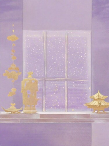 Digitale Kunst getiteld "the purple window v…" door Katherine Lee, Origineel Kunstwerk, AI gegenereerde afbeelding