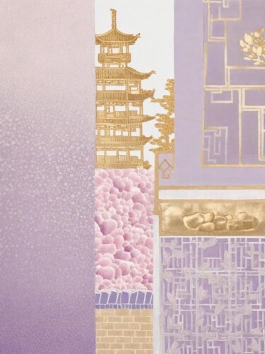 Arte digitale intitolato "The purple window v…" da Katherine Lee, Opera d'arte originale, Immagine generata dall'IA