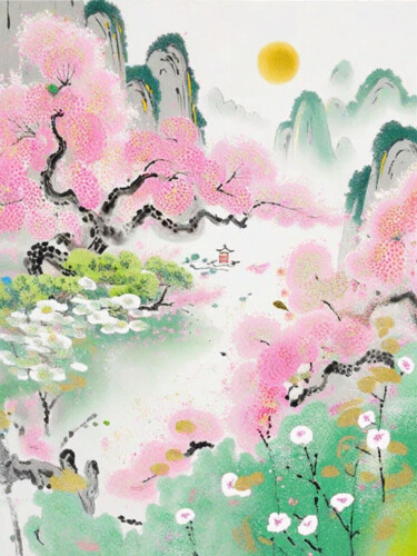 Arte digitale intitolato "the Chinese landsca…" da Katherine Lee, Opera d'arte originale, Immagine generata dall'IA