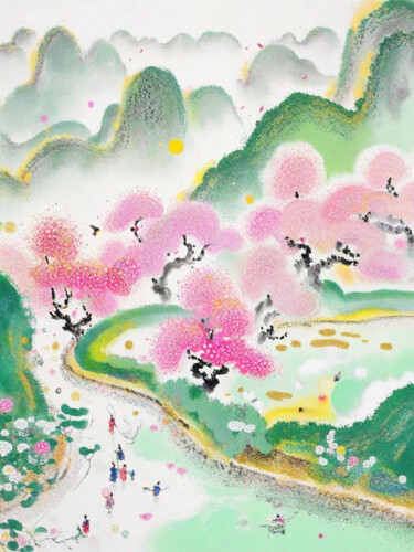 Digitale Kunst getiteld "The Chinese landsca…" door Katherine Lee, Origineel Kunstwerk, AI gegenereerde afbeelding