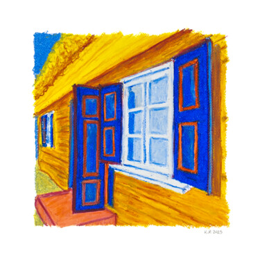 Tekening getiteld "Farmhouse" door Katherine Pieniazek, Origineel Kunstwerk, Pastel