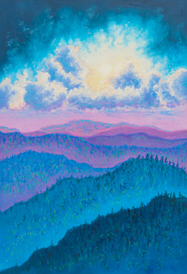 Painting titled "Mountain Horizon" by Katherine Pieniazek, Original Artwork, Pastel