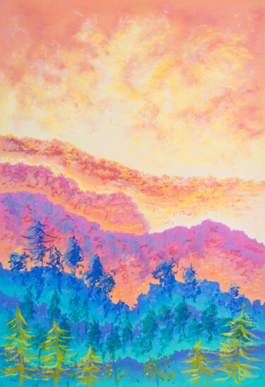 Peinture intitulée "Pine Ridge" par Katherine Pieniazek, Œuvre d'art originale, Pastel