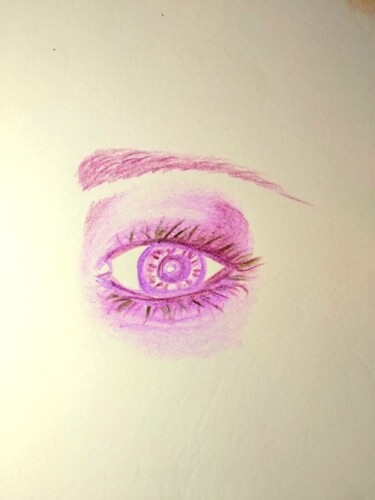 Rysunek zatytułowany „Oeil violet” autorstwa Kathia Donaté, Oryginalna praca, Ołówek