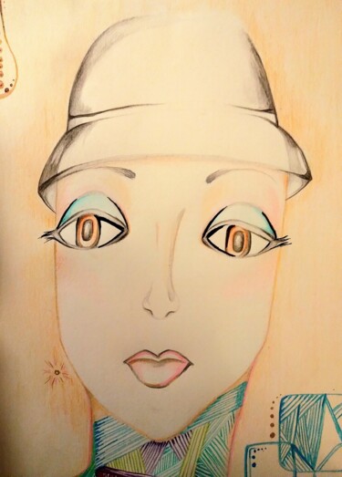 Drawing titled "Twiggy style" by Kathia Donaté, Original Artwork, Pencil