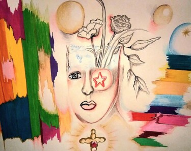 Dessin intitulée "Spirituelle" par Kathia Donaté, Œuvre d'art originale, Crayon