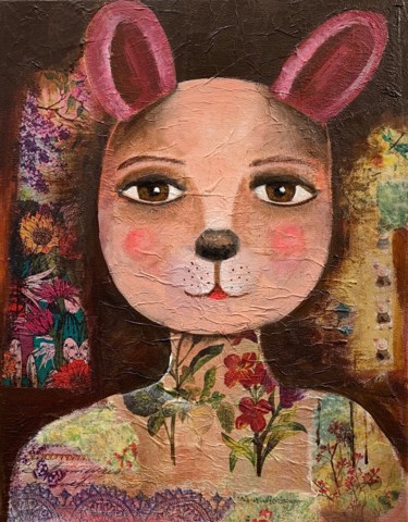 Картина под названием "Floral Vaccinated R…" - Kathi Halickman, Подлинное произведение искусства, Акрил