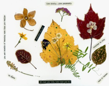 Collages titled "Pressed flower/leaf…" by Kathi Halickman, Original Artwork, Collages