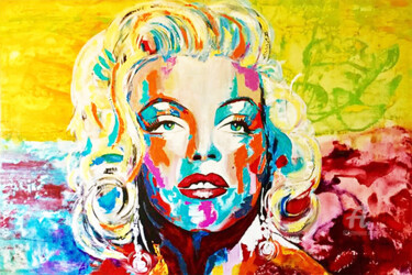 Painting titled "Marilyn MONROE «Lum…" by Kathleen Artist, Original Artwork, Acrylic