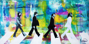 Schilderij getiteld "Beatles Painting" door Kathleen Artist, Origineel Kunstwerk, Acryl