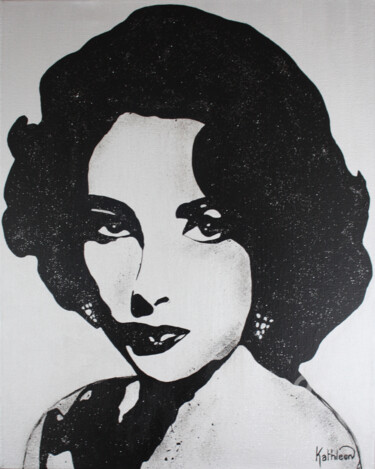 Painting titled "ELIZABETHTAYLOR  «D…" by Kathleen Artist, Original Artwork, Acrylic