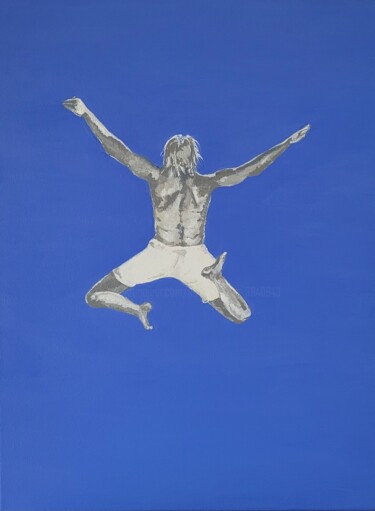 Painting titled "Sky Jumper 2" by Kathrin Flöge, Original Artwork, Acrylic Mounted on Wood Stretcher frame