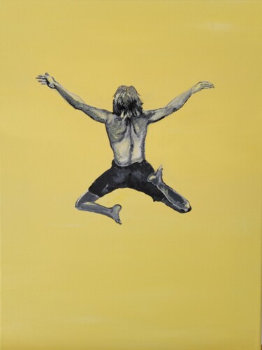Painting titled "Sky Jumper 1" by Kathrin Flöge, Original Artwork, Acrylic Mounted on Wood Stretcher frame