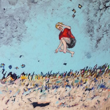 Painting titled "Dune Jumper 3" by Kathrin Flöge, Original Artwork, Acrylic Mounted on Wood Stretcher frame