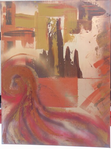 Картина под названием "la ville des mers" - Kathy, Подлинное произведение искусства, Акрил Установлен на Деревянная рама для…