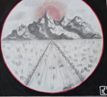 Drawing titled "LE CANIGOU" by Kathy, Original Artwork, Graphite Mounted on Wood Stretcher frame