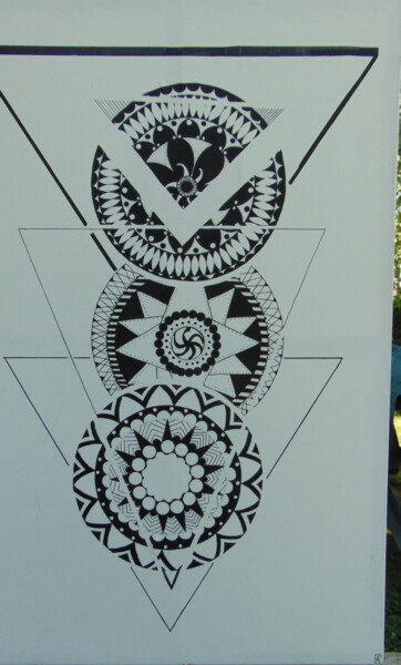 Картина под названием "totem" - Kathy, Подлинное произведение искусства, Маркер Установлен на Деревянная рама для носилок