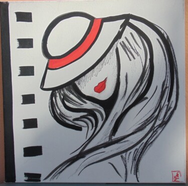 Painting titled "mysterieuse" by Kathy, Original Artwork, Acrylic Mounted on Wood Stretcher frame