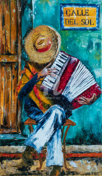 Картина под названием "La Calle del Sol" - Katherine Marie A., Подлинное произведение искусства, Масло