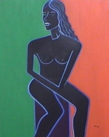Schilderij getiteld "Donna etrusca" door Kathy Leoni, Origineel Kunstwerk, Olie