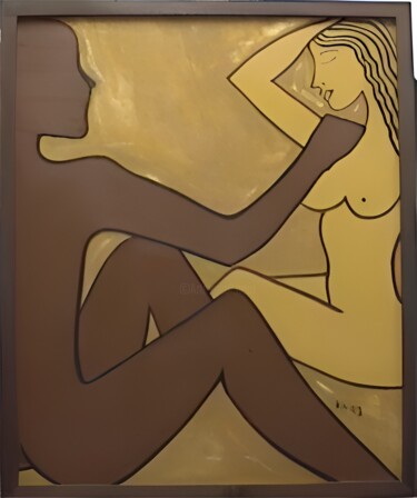 Peinture intitulée "Coppia" par Kathy Leoni, Œuvre d'art originale, Huile