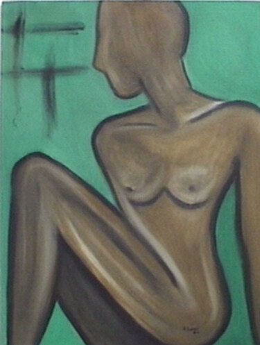 Schilderij getiteld "Donna marrone" door Kathy Leoni, Origineel Kunstwerk, Olie