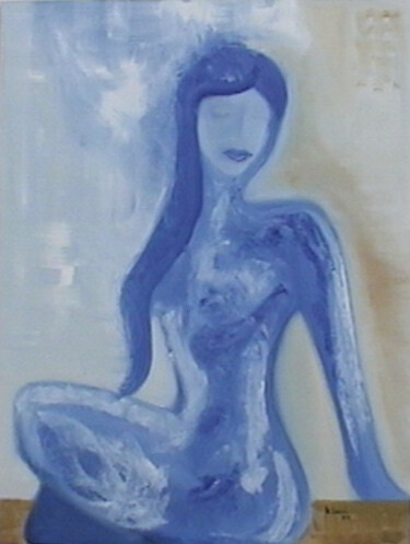 Painting titled "Donna blu" by Kathy Leoni, Original Artwork, Oil