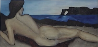 Pittura intitolato "Donna distesa" da Kathy Leoni, Opera d'arte originale, Olio