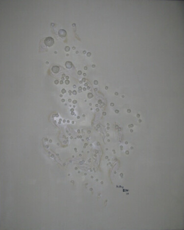 Schilderij getiteld "Movimento Bianco" door Kathy Leoni, Origineel Kunstwerk, Krijt