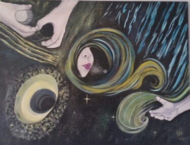 Pittura intitolato "Universos paralelos" da Kathy Marín, Opera d'arte originale, Olio