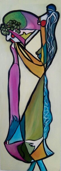 Painting titled "Bebe de mi copa" by Kathy Marín, Original Artwork, Oil