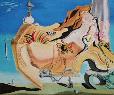 Pintura intitulada "Reproducción Dalí" por Kathy Marín, Obras de arte originais, Óleo
