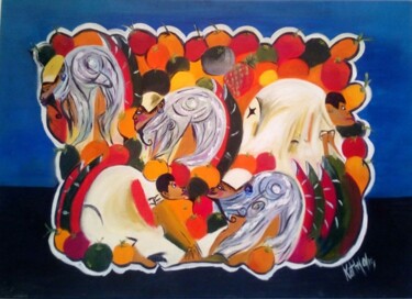Peinture intitulée "Malditos humanoides" par Kathy Marín, Œuvre d'art originale, Huile