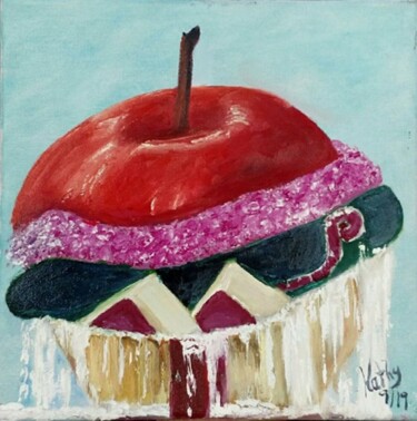 Pintura titulada "La manzana de la tr…" por Kathy Marín, Obra de arte original, Oleo