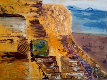 Painting titled "Escalones" by Kathy Marín, Original Artwork, Oil